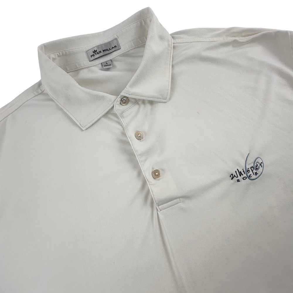 Peter Millar Mens L‎ Polo Shirt White Whisper Rock Long Sleeve MF18EK01SLS